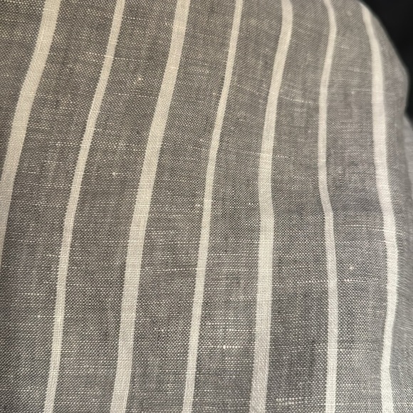 Coldwater Creek Sz XL gray white stripe back elastic front ties 100% linen pants - Picture 9 of 9